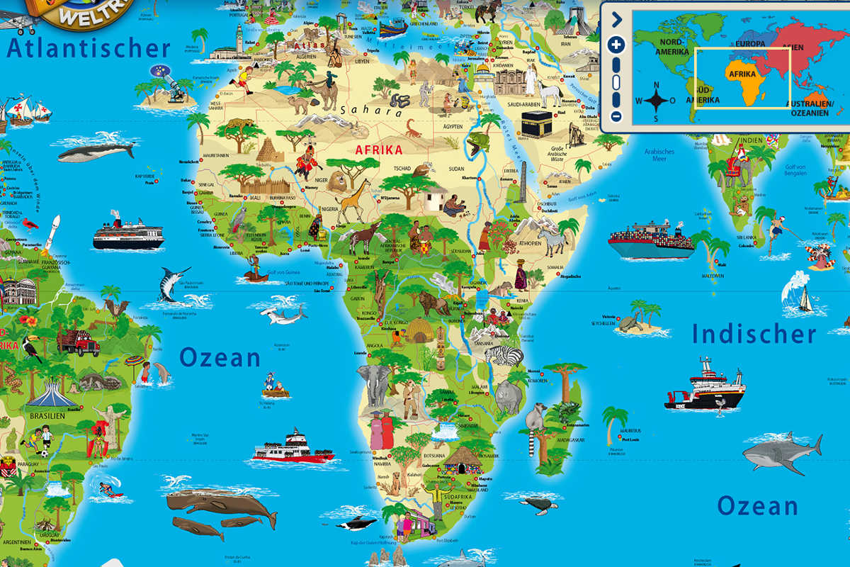 Kinderweltreise - Karte Afrika